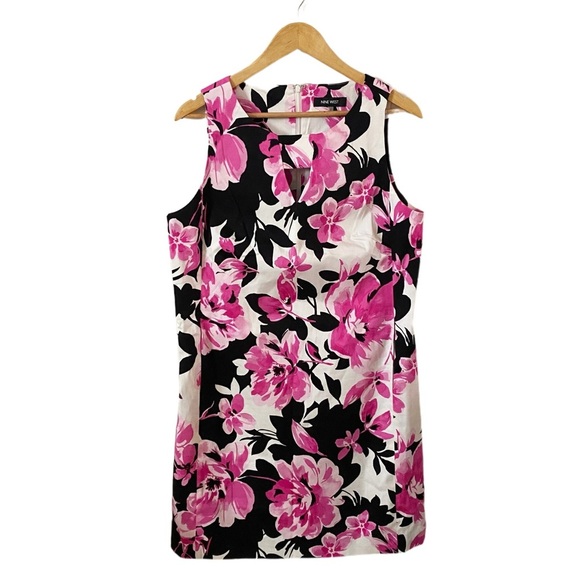 Nine West Dresses & Skirts - Nine West Black & Pink Floral Sleeveless Summer Shift Cocktail Dress w Pockets